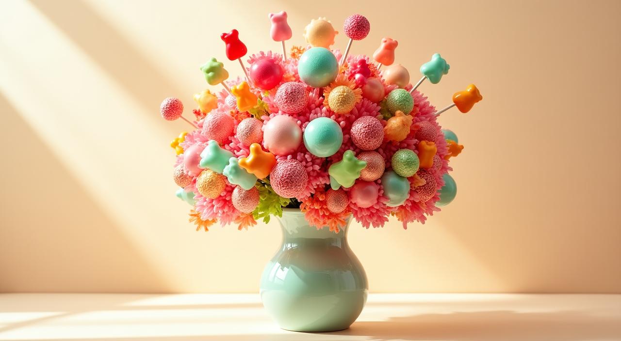 Un magnifico bouquet di caramelle colorate e artigianali