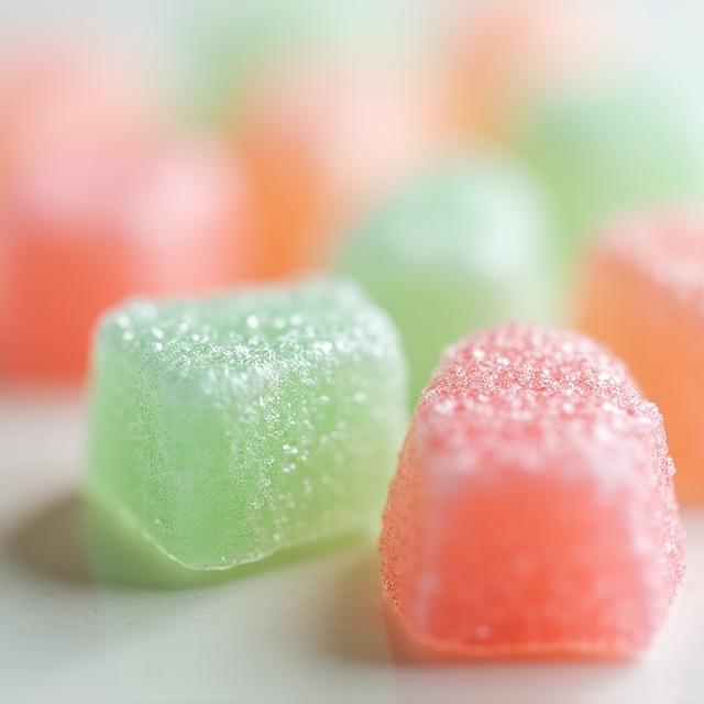 Dettaglio ravvicinato di caramelle artigianali vintage dai colori pastello