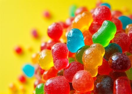 Composizione di caramelle gommose arcobaleno